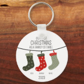 初めてのクリスマス3人の家族 キーホルダー (正面)