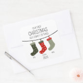 初めてのクリスマス3人の家族 スクエアシール (封筒)