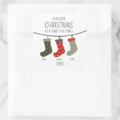 初めてのクリスマス3人の家族 スクエアシール (バッグ)