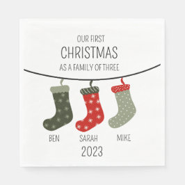 初めてのクリスマス3人の家族 スタンダードランチョンナプキン