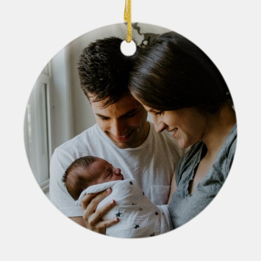 初めてのクリスマス3人の家族 セラミックオーナメント (裏面)