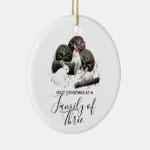 初めてのクリスマス3人の家族 セラミックオーナメント (右)