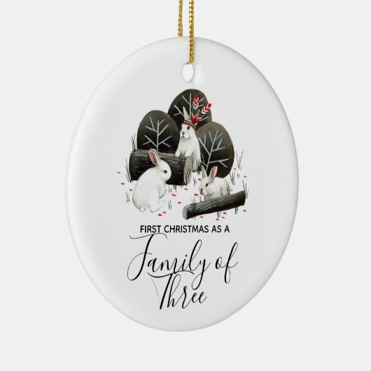 初めてのクリスマス3人の家族 セラミックオーナメント (右)