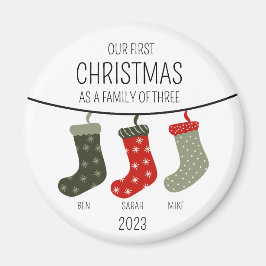 初めてのクリスマス3人の家族 マグネット