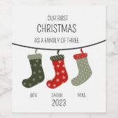 初めてのクリスマス3人の家族 ワインラベル (シングルラベル)