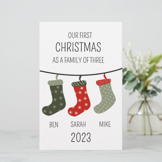 初めてのクリスマス3人の家族 便箋 (スタンド正面)