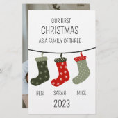 初めてのクリスマス3人の家族 便箋 (正面/裏面)