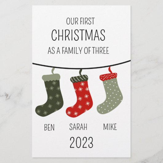 初めてのクリスマス3人の家族 便箋 (正面)