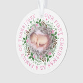 初めてのクリスマス3枚のリースピンクの写真 オーナメント (正面)