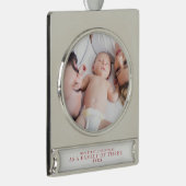 初めてのクリスマス3枚の写真 シルバープレートバナーオーナメント (右)