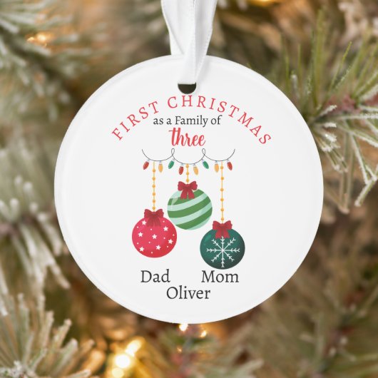 初めてのクリスマス3枚撮影記念の家族 オーナメント (ツリー)