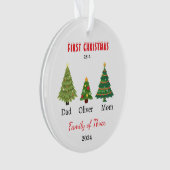 初めてのクリスマス3枚撮影記念の家族 オーナメント (正面)