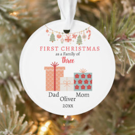 初めてのクリスマス3枚撮影記念の家族 オーナメント