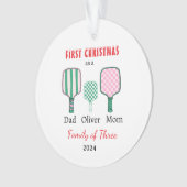 初めてのクリスマス3枚撮影記念の家族 オーナメント (正面)