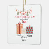 初めてのクリスマス3枚撮影記念の家族 セラミックオーナメント (左)