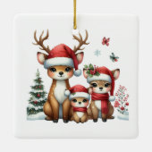 初めてのクリスマス3枚撮影記念の家族 セラミックオーナメント (裏面)