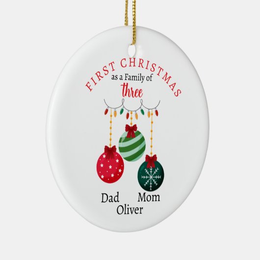 初めてのクリスマス3枚撮影記念の家族 セラミックオーナメント (右)