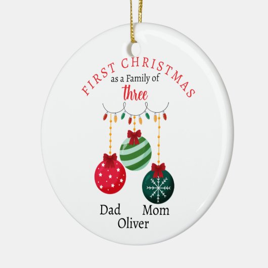 初めてのクリスマス3枚撮影記念の家族 セラミックオーナメント (左)