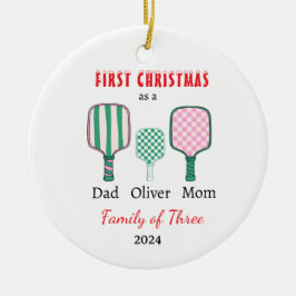 初めてのクリスマス3枚撮影記念の家族 セラミックオーナメント