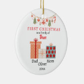 初めてのクリスマス3枚撮影記念の家族 セラミックオーナメント (右)