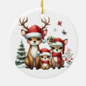 初めてのクリスマス3枚撮影記念の家族 セラミックオーナメント (裏面)
