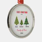 初めてのクリスマス3枚撮影記念の家族 メタルオーナメント (右)