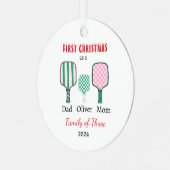 初めてのクリスマス3枚撮影記念の家族 メタルオーナメント (正面左)