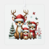 初めてのクリスマス3枚撮影記念の家族 メタルオーナメント (裏面)