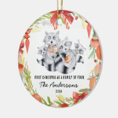 初めてのクリスマス4アライグマの家族として セラミックオーナメント (左)