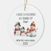 初めてのクリスマス4スノーマン一家 セラミックオーナメント (左)