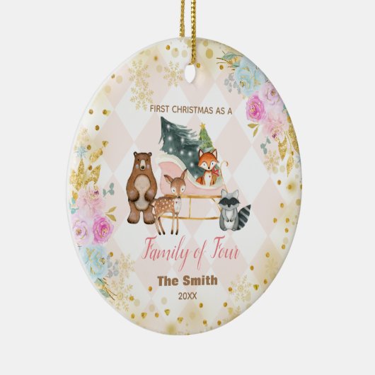 初めてのクリスマス4ピンクのフローラ セラミックオーナメント (右)