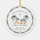 初めてのクリスマス4ペンギン・セラの家族 セラミックオーナメント (正面)
