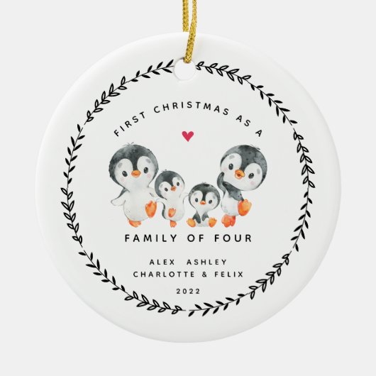 初めてのクリスマス4ペンギン・セラの家族 セラミックオーナメント (正面)