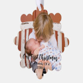 初めてのクリスマス4人の家族 オーナメントカード (左)