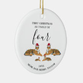 初めてのクリスマス4匹のかわいい虎の家族 セラミックオーナメント (右)