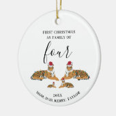 初めてのクリスマス4匹のかわいい虎の家族 セラミックオーナメント (左)