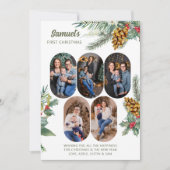 初めてのクリスマス5フォトホリー&パイン新生児 シーズンカード (正面)