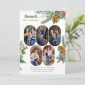 初めてのクリスマス5フォトホリー&パイン新生児 シーズンカード (スタンド正面)