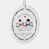 初めてのクリスマス5人の雪だるまセラミの家族 セラミックオーナメント (右)