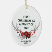 初めてのクリスマス5人パーソナライズされた セラミックオーナメント (右)