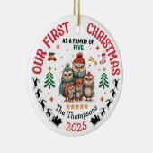 初めてのクリスマス5人パーソナライズされた セラミックオーナメント (右)