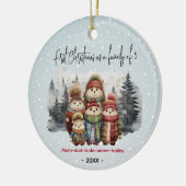 初めてのクリスマス5匹のかわいい動物の家族 セラミックオーナメント (左)