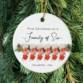 初めてのクリスマス6人のストッキング セラミックオーナメント