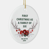 初めてのクリスマス6人の家族パーソナライズされた セラミックオーナメント (右)
