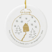 初めてのクリスマス6人の家族パーソナライズされた セラミックオーナメント (裏面)