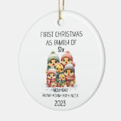 初めてのクリスマス6匹のかわいい雛の家族 セラミックオーナメント (左)