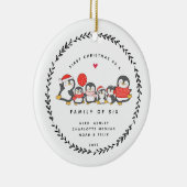 初めてのクリスマス6羽のペンギンの家族 セラミックオーナメント (右)