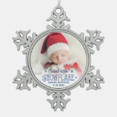 初めてのクリスマス かわいい雪の結晶の写真 スノーフレークピューターオーナメント (正面)