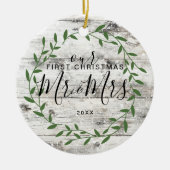 初めてのクリスマス　ご夫婦の写真 セラミックオーナメント (正面)