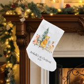 初めてのクリスマス　ウッドランド動物　水彩画 スモールクリスマスストッキング